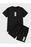 Deocept Unisex Siyah Nasa Minimal Baskılı Oversize T-shirt Ve Şort Kombin