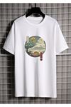 Deocept Beyaz Unisex Anime Totoro Baskılı Oversize T-shirt