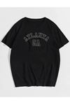 Deocept Unisex Atlanta GA Siyah Oversize T shirt