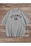 Deocept Unisex Atlanta GA Gri Oversize T shirt