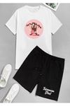 Deocept Beyaz Tasmanian Oversize T-shirt ve Şort Kombin