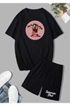 Deocept Siyah Tasmanian Oversize T-shirt ve Şort Kombin
