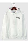 Deocept Unisex Beyaz Osaka Basklı Kapüşonlu Oversize Sweatshirt 