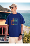Deocept Saks Mavisi Unisex 1990's Baskılı T-shirt 