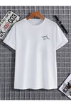 Unisex Minimal Shark Baskılı Beyaz T-shirt