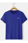 Unisex Minimal Shark Baskılı Lacivert T-shirt